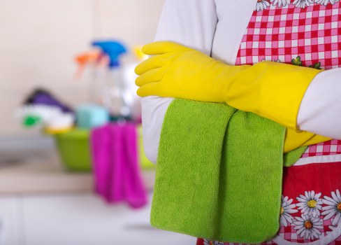 Careful stain and odour treatment on a living room sofa